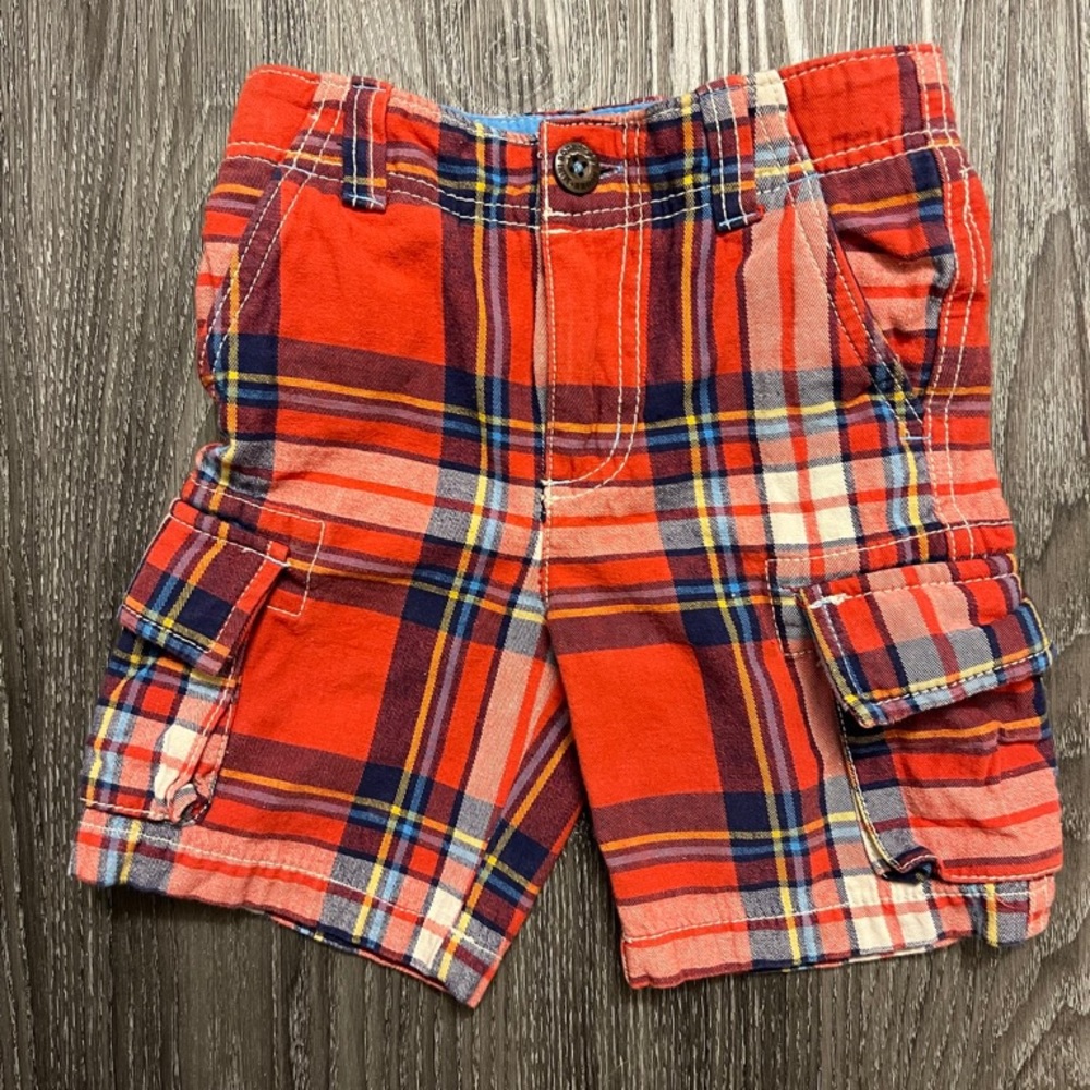 Mini Boden Plaid Cargo Shorts, Red/Blue/Multi - Size 3 Years (VGUC)
